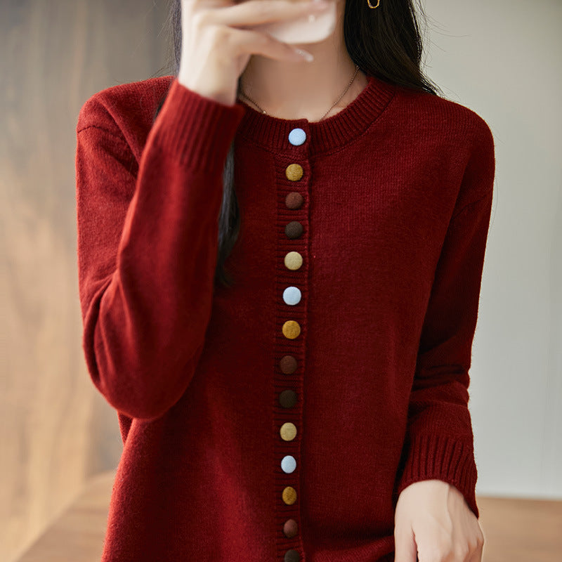 Colorful Button Knitted Cardigan
