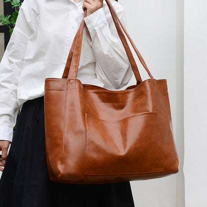 VintageWax Leather Large Tote Bag