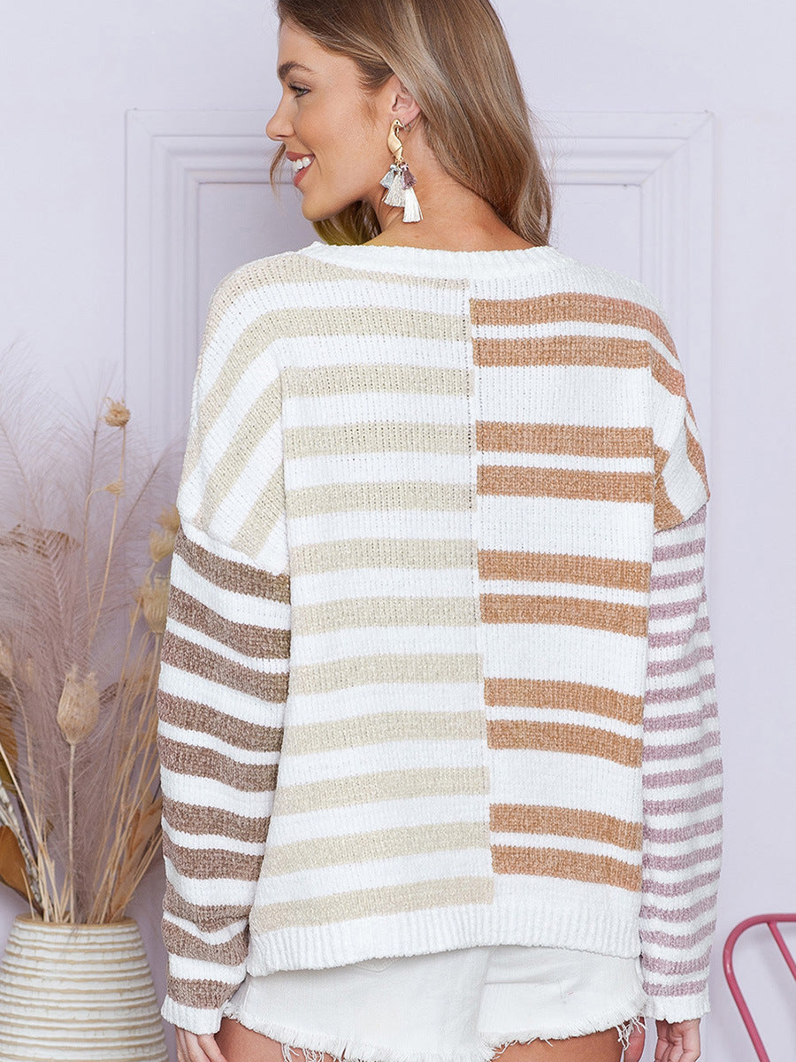 Versatile Striped Knit Sweater