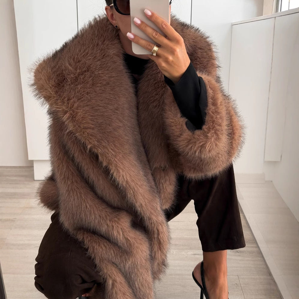 Plush Faux Fur Winter Coat for Women