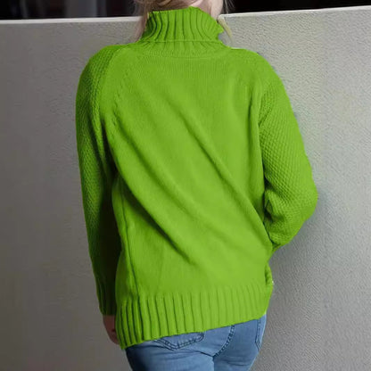 Cozy High-Neck Loose Knit Sweater