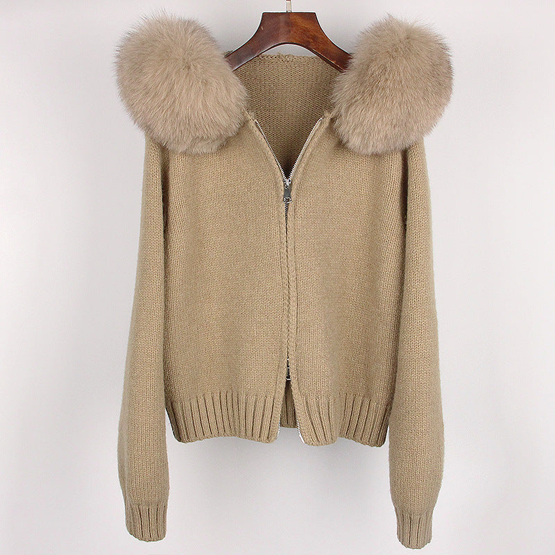 Women’s Fox Fur Hooded Zipper Coat