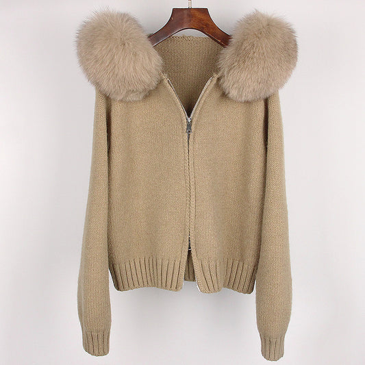 Women’s Fox Fur Hooded Zipper Coat