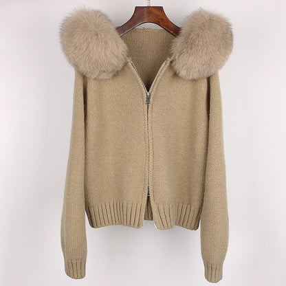 Women’s Fox Fur Hooded Zipper Coat