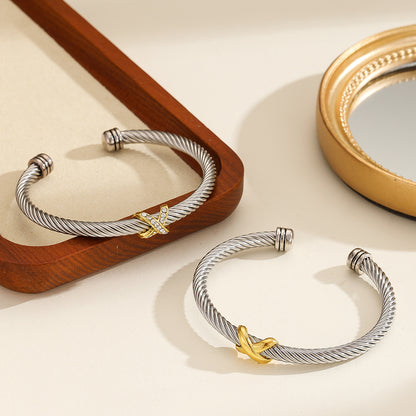 Cross Accent Cable Bracelet