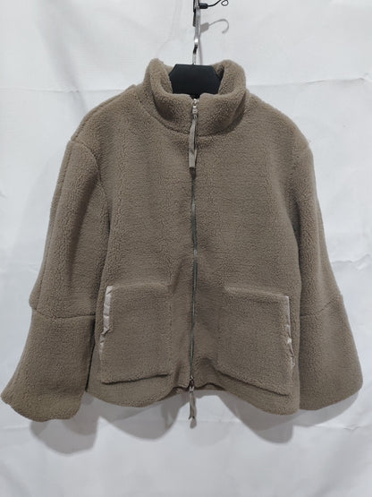 Stand Collar Wool Zip-Up Coat