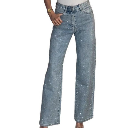 Sparkle High-Waist Straight-Leg Jeans