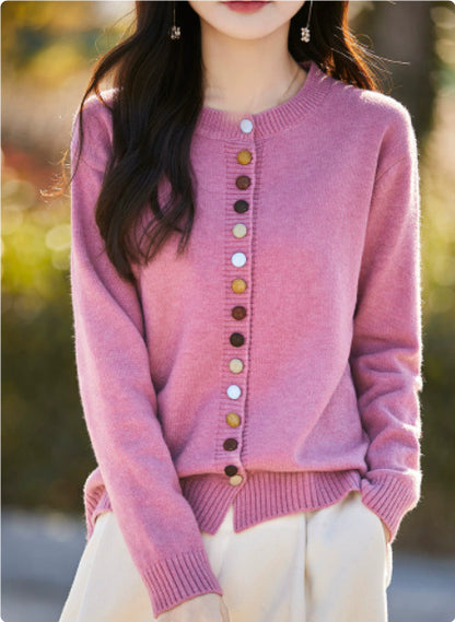 Colorful Button Knitted Cardigan