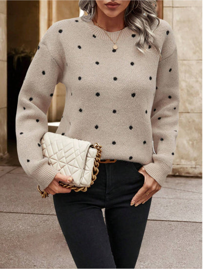 Polka Dot Knit Pullover Sweater