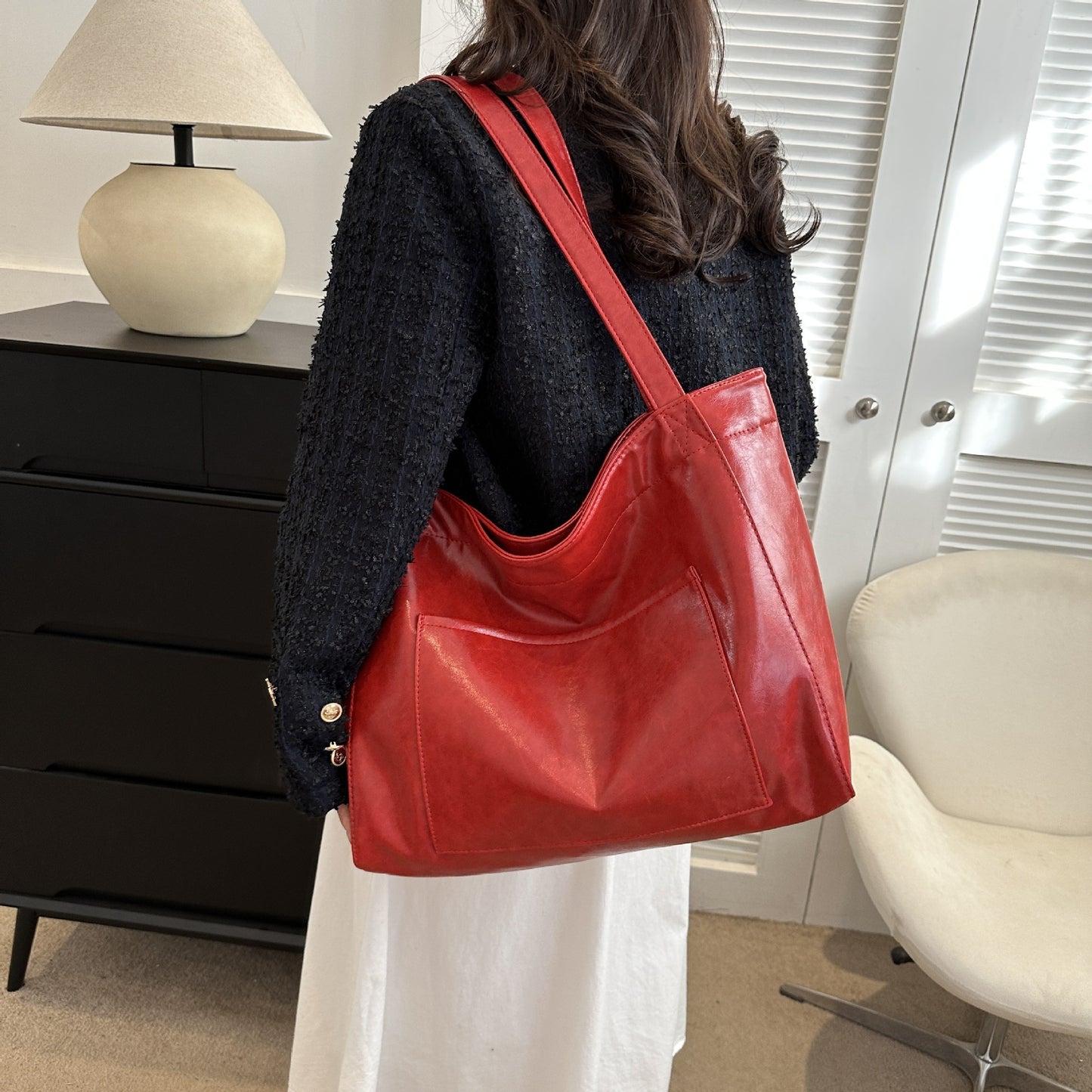 VintageWax Leather Large Tote Bag