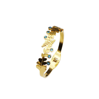 Leaf Crystal Cuff Bracelet