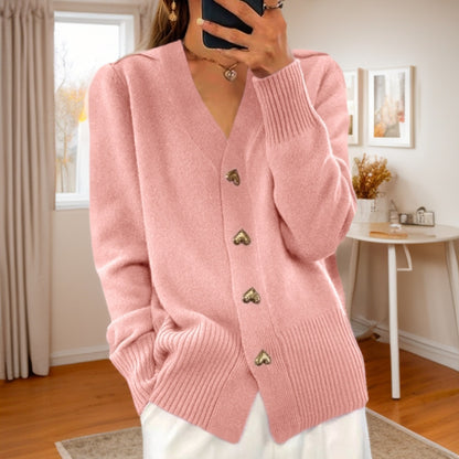 Heart Button Knit Cardigan