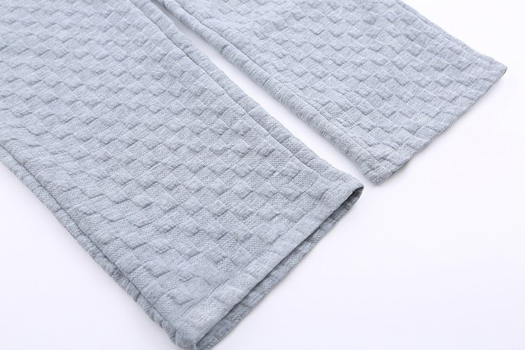 Luźne spodnie dzianinowe w kratkę