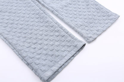 Luźne spodnie dzianinowe w kratkę