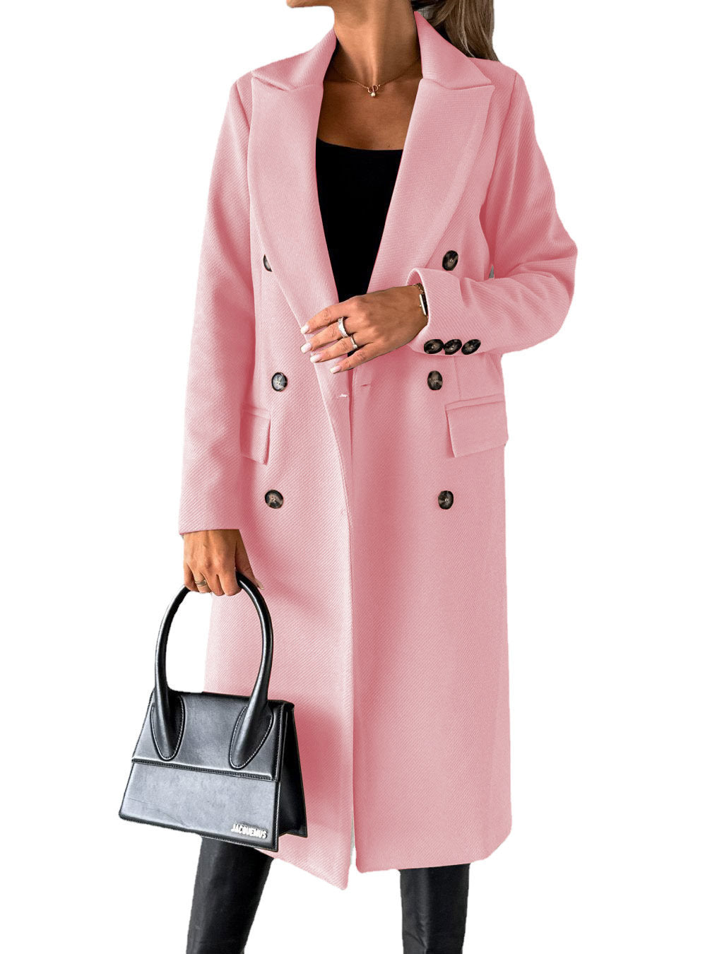 Double-Breasted Long Lapel Coat