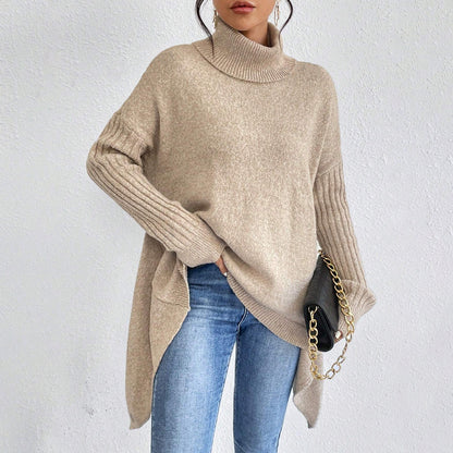 Irregular Turtleneck Knit Sweater