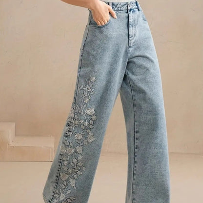 Plus Size Embroidered Stretch Jeans
