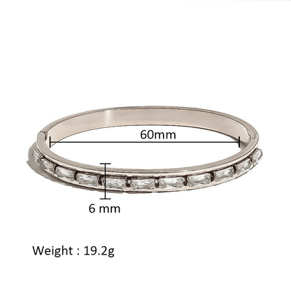 Titanium Steel Crystal Bar Bracelet