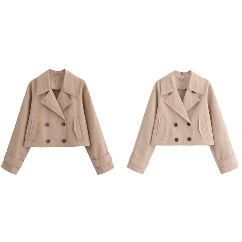 Short Double-Breasted Trench Jacket