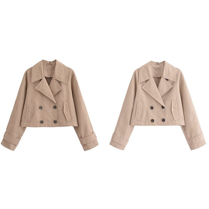 Short Double-Breasted Trench Jacket