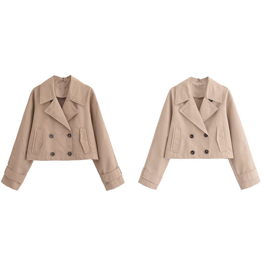 Short Double-Breasted Trench Jacket