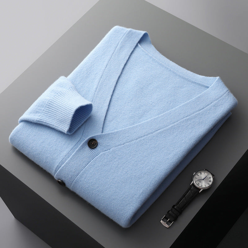 Moda Elite | Wełniany kardigan z dekoltem w serek