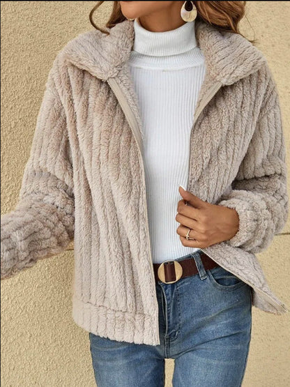 Soft Fleece Lapel Zip Jacket