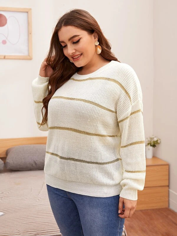 Casual Loose Knit Stripe Sweater