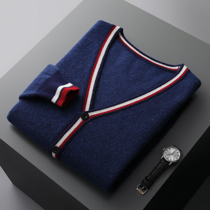 Kardigan męski z kontrastowymi paskami