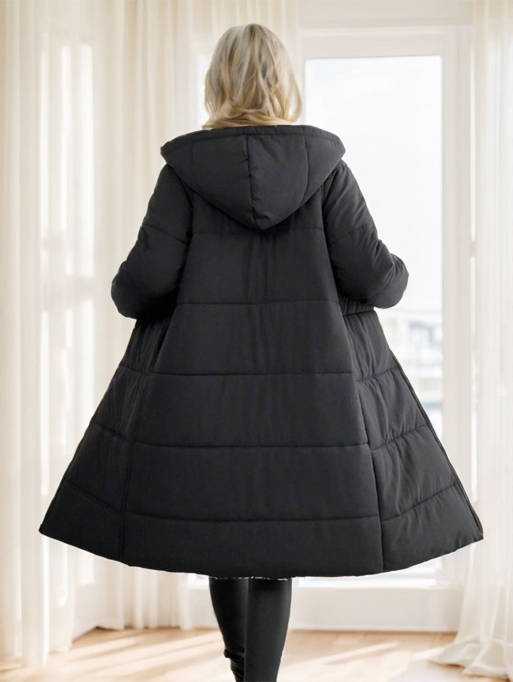 Long Hooded Padded Winter Coat