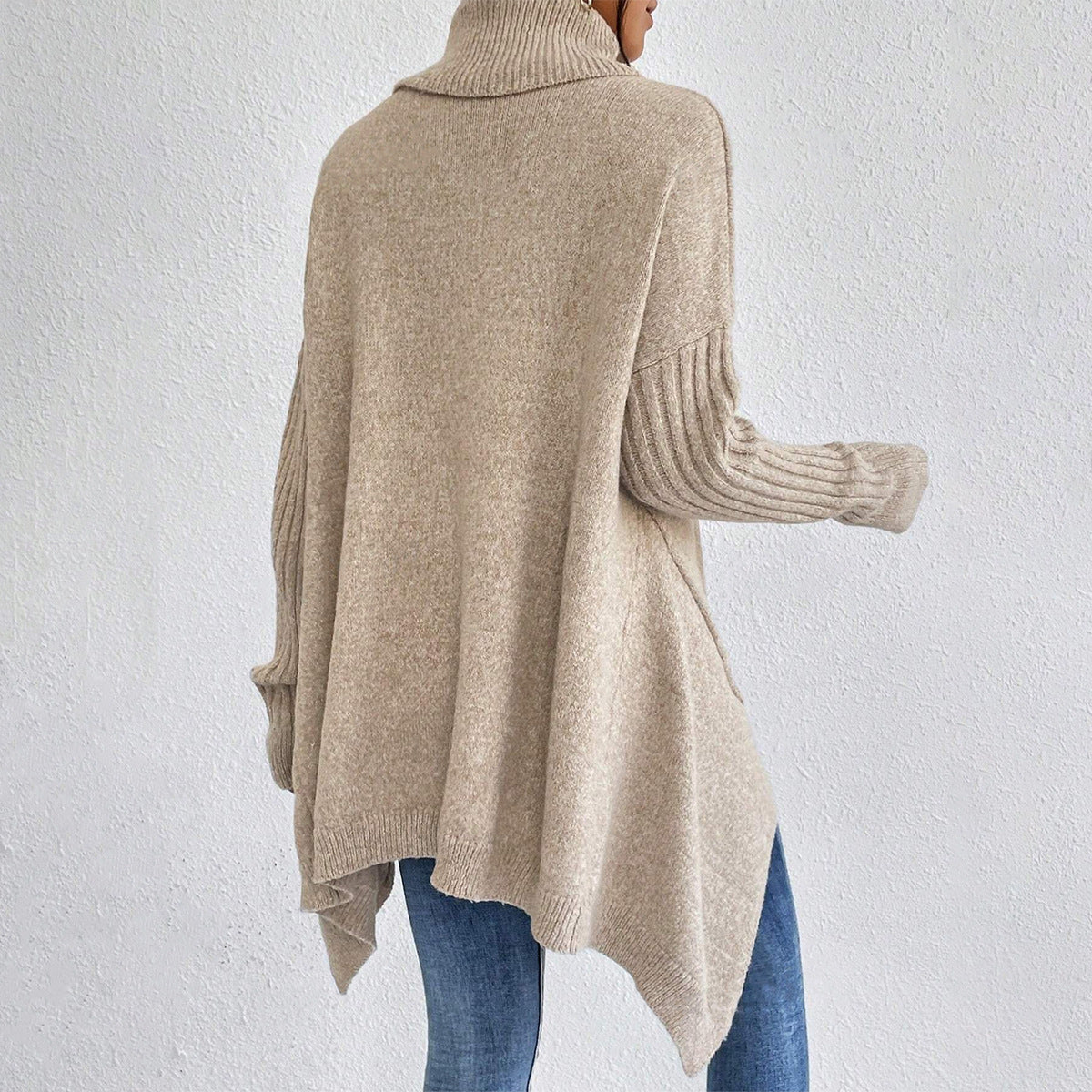 Irregular Turtleneck Knit Sweater