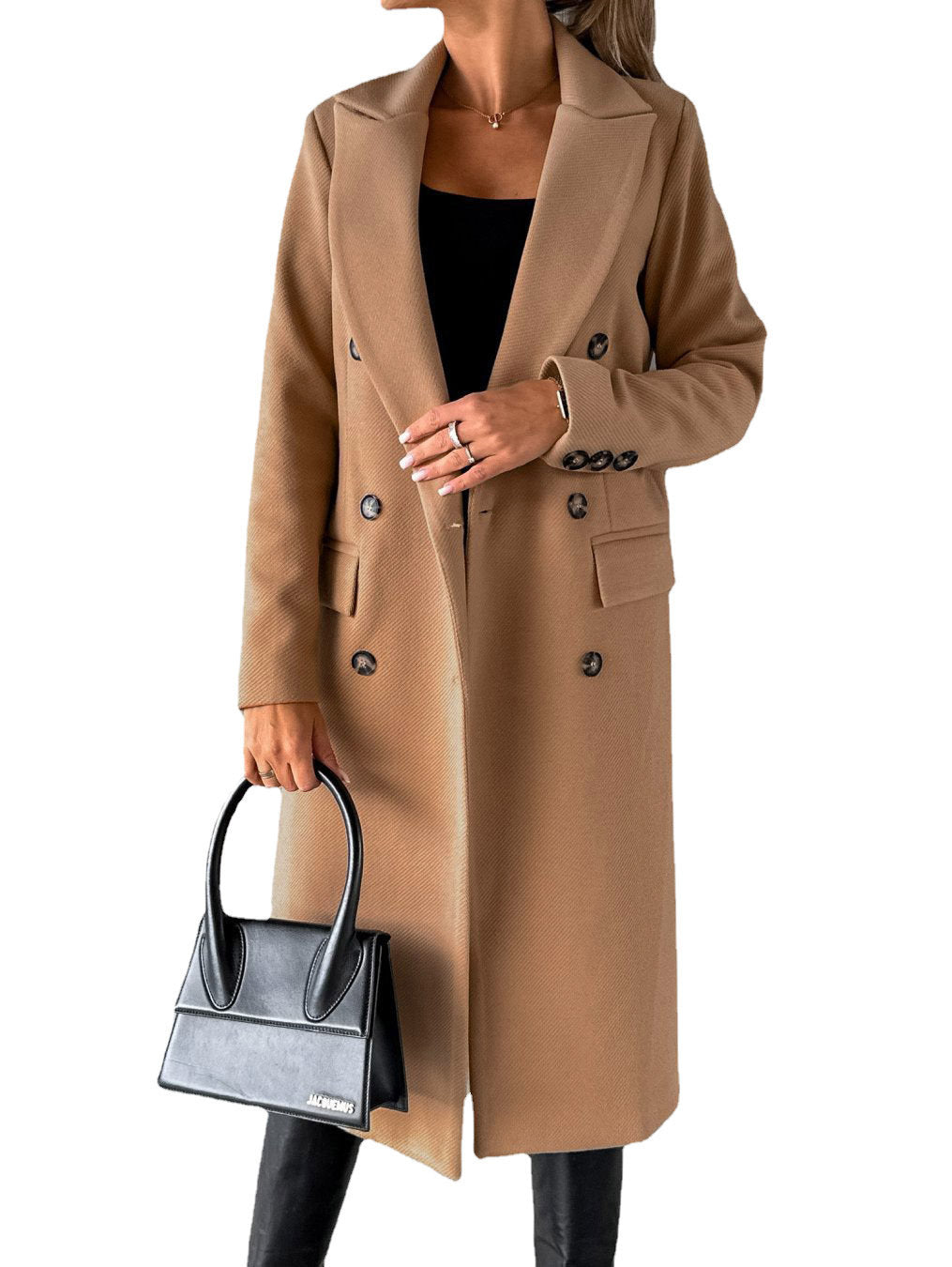 Double-Breasted Long Lapel Coat