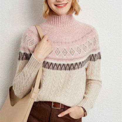 Jacquard High-Neck Wool Sweater