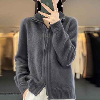 Half-Zip High Neck Knit Cardigan
