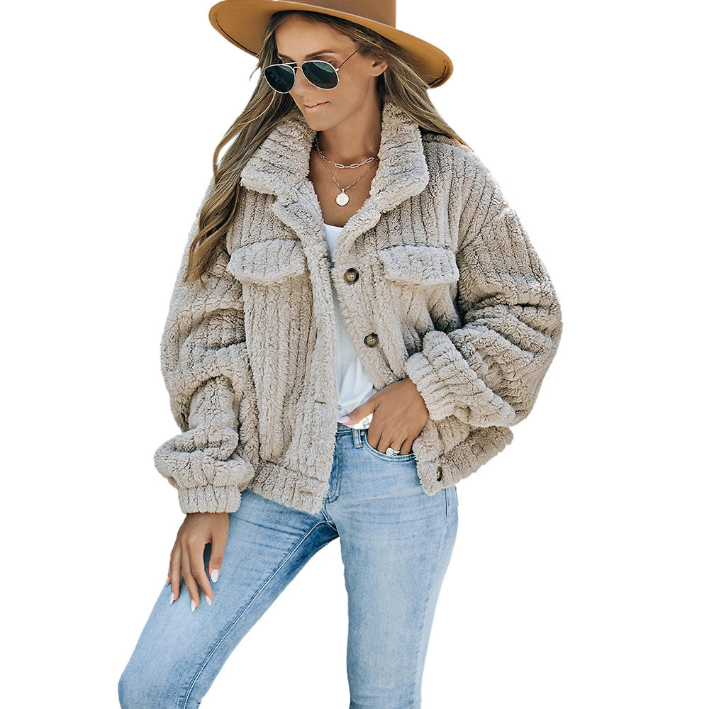 Plush Teddy Button-Up Jacket