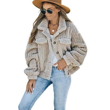 Plush Teddy Button-Up Jacket