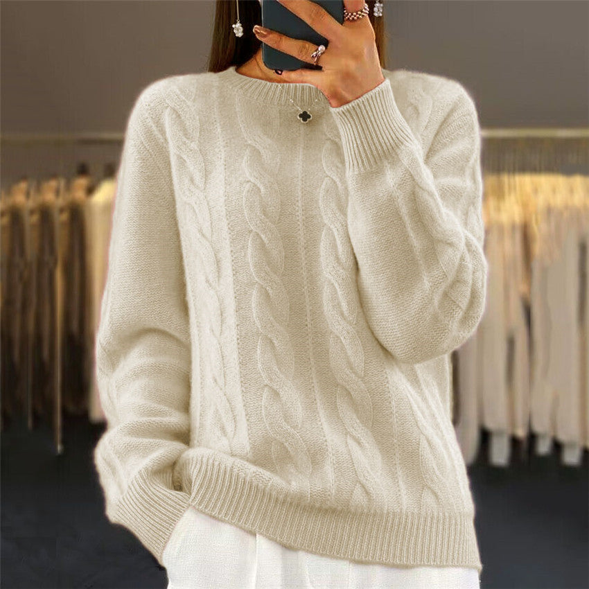 Retro Cable-Knit Pullover Sweater