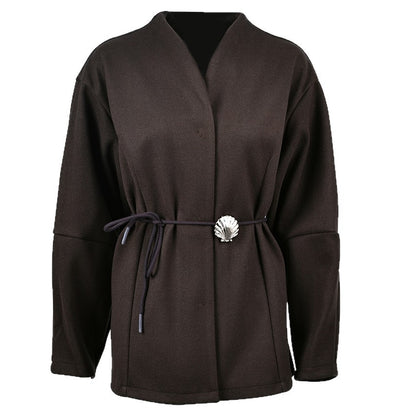 Elegant Brown Wool Coat