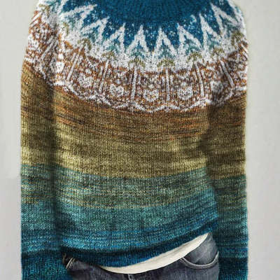 Cozy Jacquard Knit Pullover Sweater