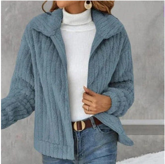 Soft Fleece Lapel Zip Jacket
