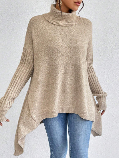 Irregular Turtleneck Knit Sweater