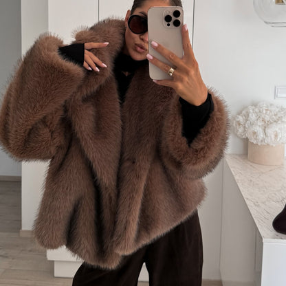 Plush Faux Fur Winter Coat for Women