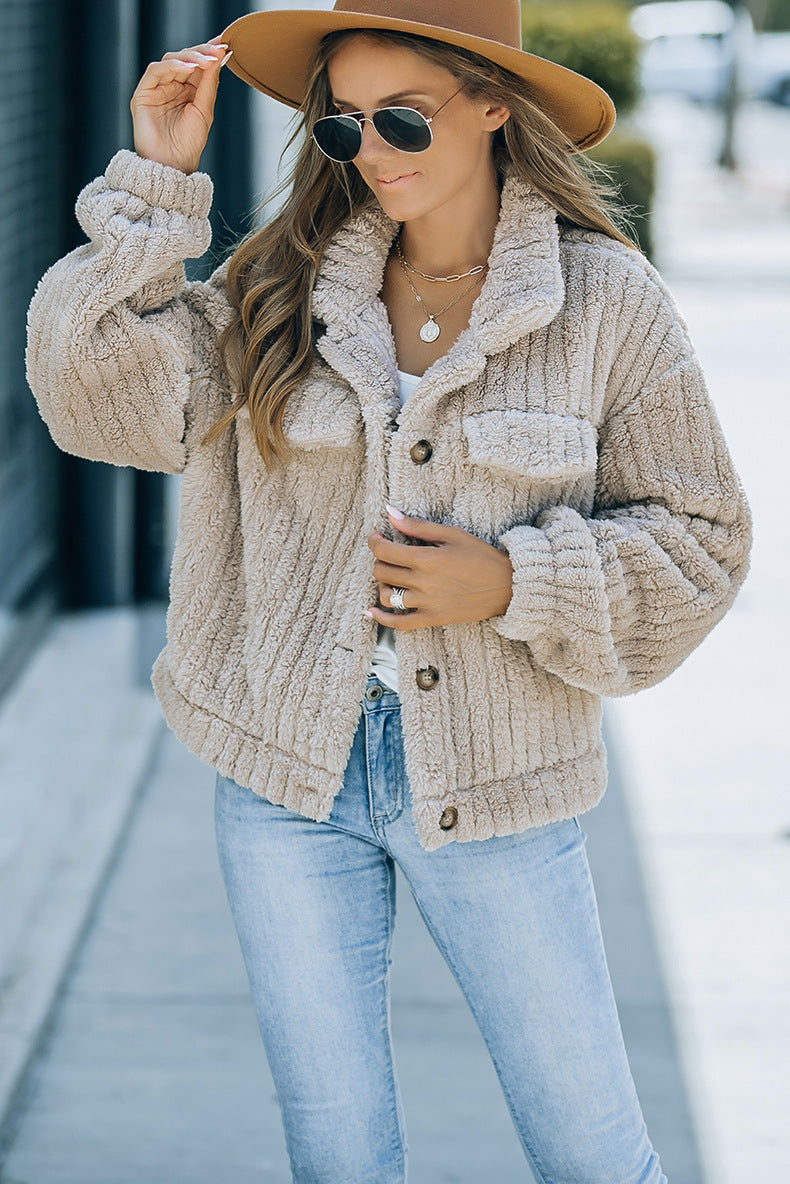 Plush Teddy Button-Up Jacket