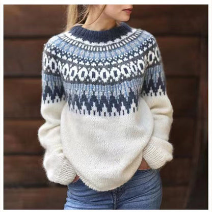Vintage Jacquard Knit Pullover Sweater