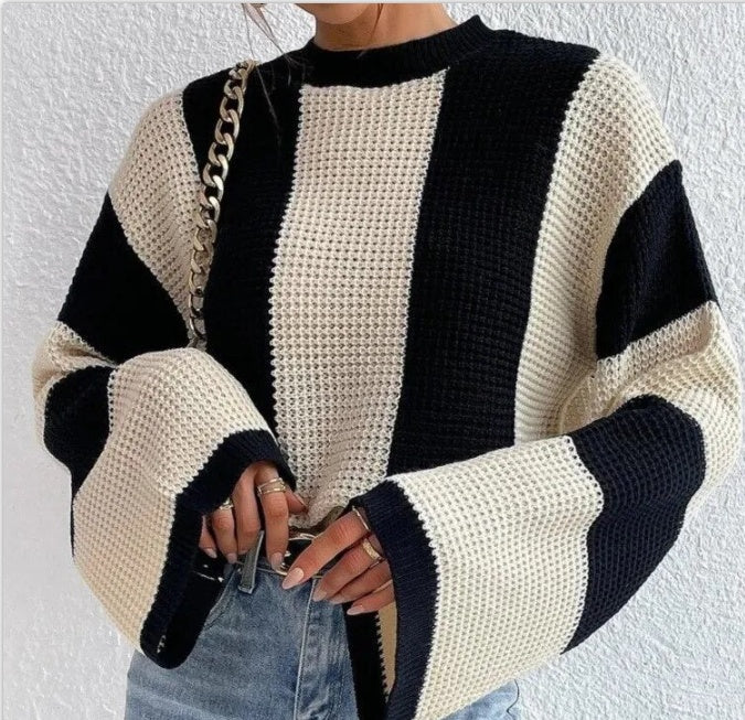 Oversized Striped Knit Sweater