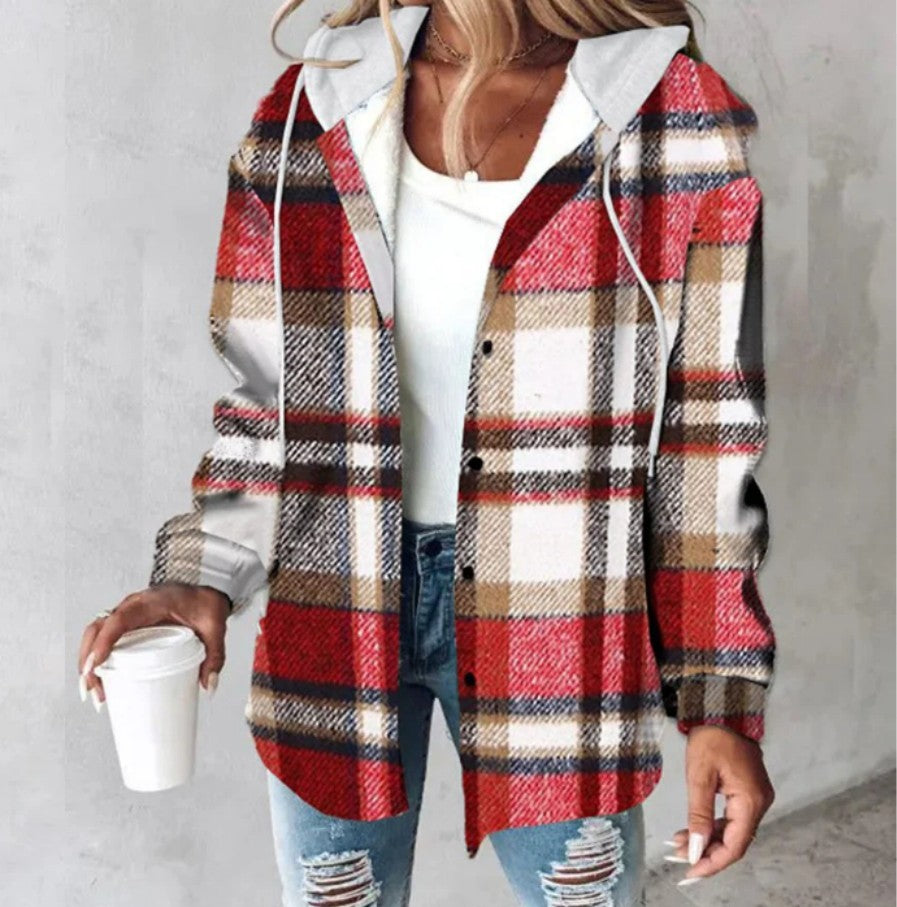 Plaid Hooded Casual Jacket