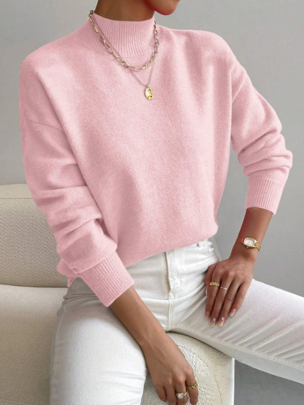 Cozy Half-High Neck Knit Sweater